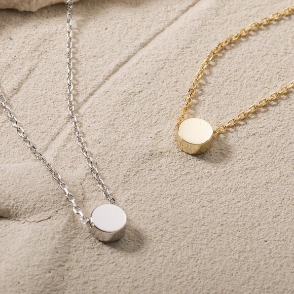 Sterling Silver Tiny Dot Necklace Circle Star Square Heart Necklaces for Women D - Picture 7 of 7